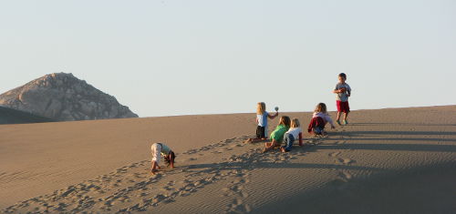 Kids on Morro Bay Dunes