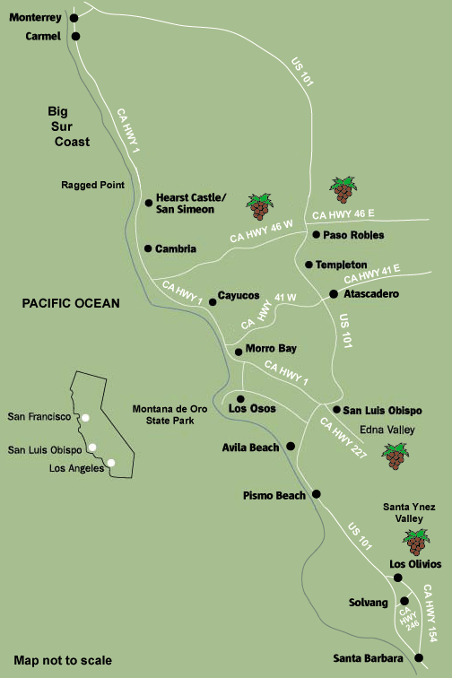 Central Coast Outdoors of San Luis Obispo, California Trip Map